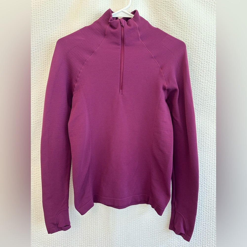 Athleta Flurry Purple Half Zip Mock Neck Long Sleeve Running Top Women’s Small
